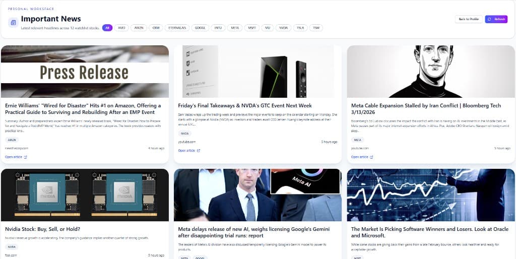 Important news workspace